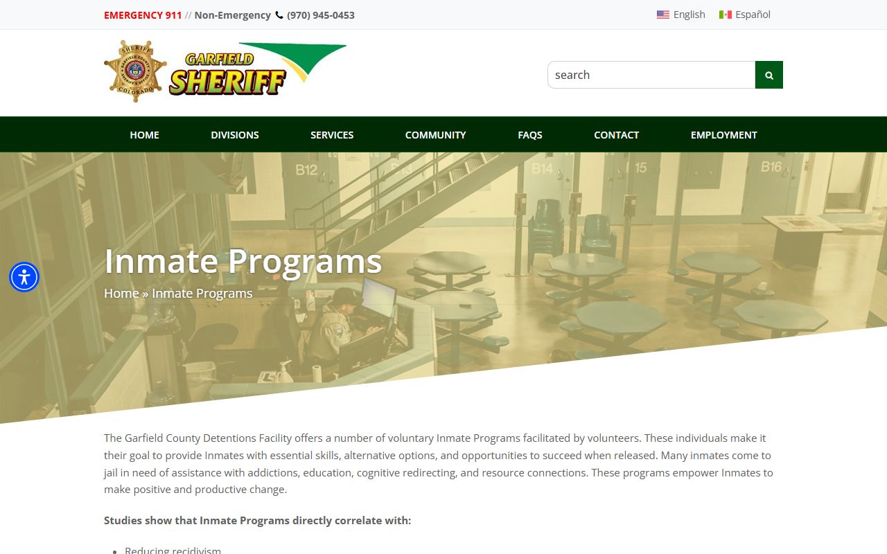Garfield County Jail inmate programs and reentry services